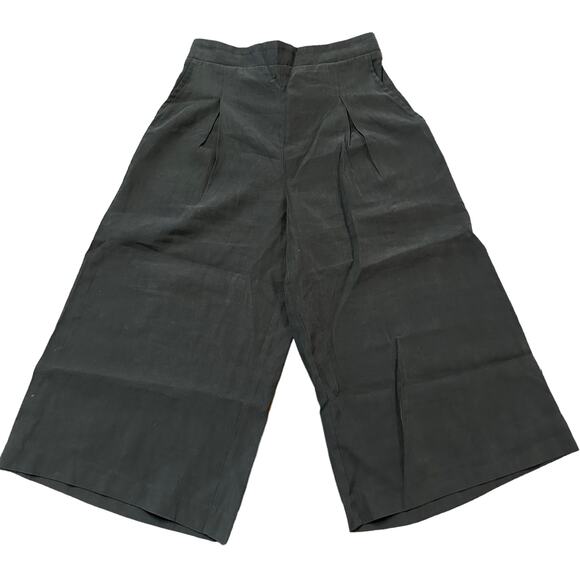 BCBGMaxazria Womens black lyocell wide leg cropped pants, Size Small - Picture 1 of 5